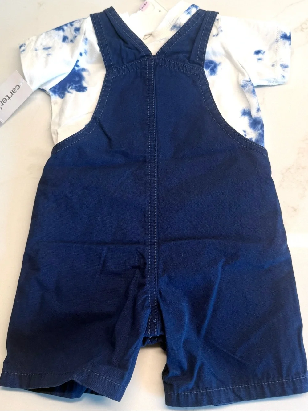 Carter’s 9M Navy Shortall Overalls Outfit Tie Dye Tee Set NWT